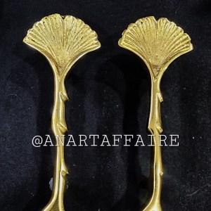 Gold ginkgo leaf tray handle 008