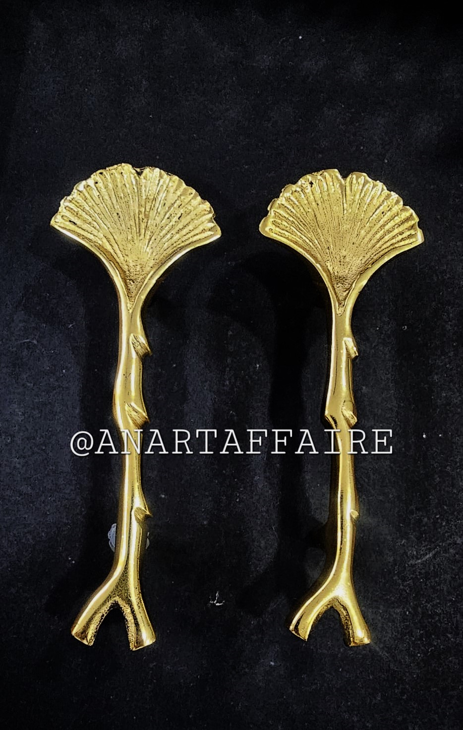 Gold ginkgo leaf tray handle 008
