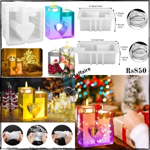 2 pcs heart candle sticks mould