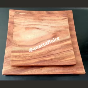 SET OF 2 WOODEN FLAT SQUARE TRAY