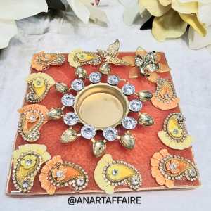 6 inch resin candle holder platter