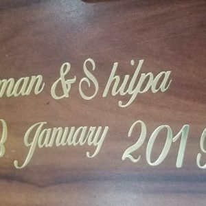 custom acrylic cutout aman and shilpa