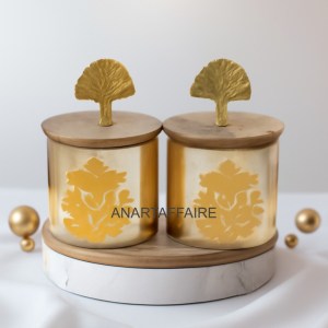 GANESH JI GLASS JAR GOLD 001